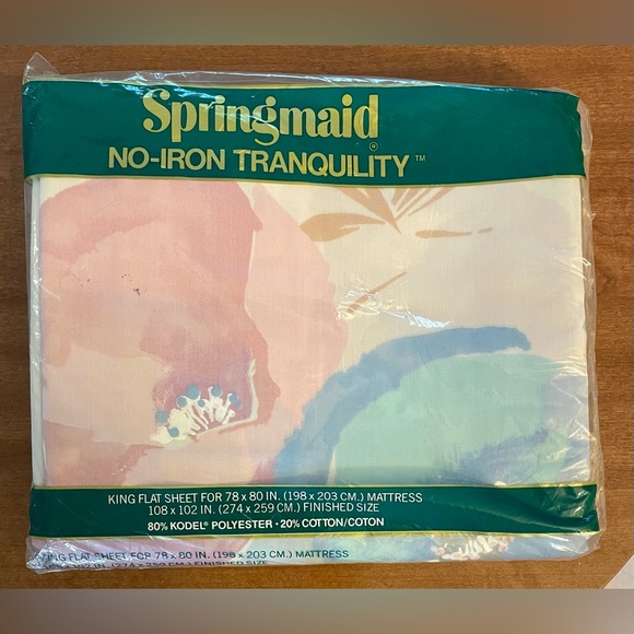 Springmaid Other - VTG NEW Springmaid Silk Poppies Floral King Flat Sheet No-Iron Sealed NOS